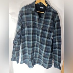 Columbia Fleece Lined Green Plaid Jumper Shirt XL Unisex